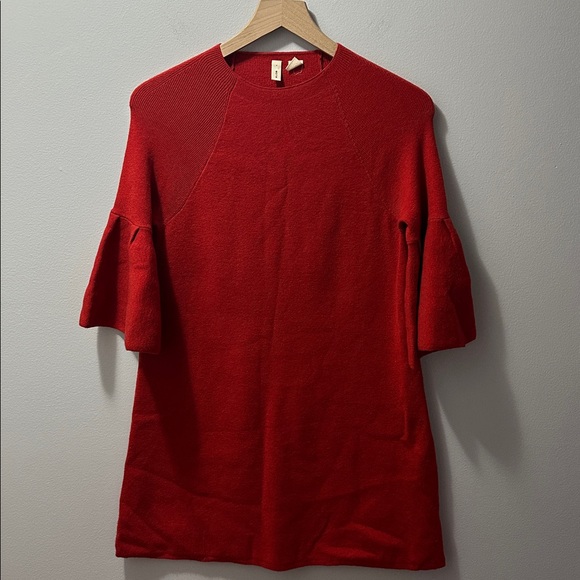 Anthropologie Moth Chester Bell Sleeve Red Mid Length Dress Size Small - Picture 10 of 10